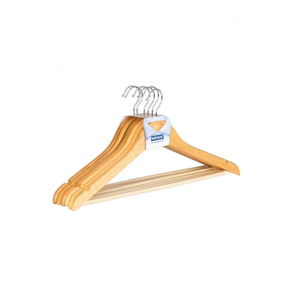 Wenko Shaped Hanger Eco, 6 Pieces, Wood Natural - 1