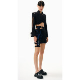 KNTLGY Black Organza Woven Crop Shirt, M - 1 miniature