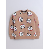 طقم مكون من قطعتين من سويت شيرت وبنطال رياضي مطبوع عليه صورة باندا للأولاد - بني فاتح، مقاس 12-18 شهرًا - 4 miniature