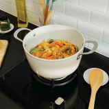 Cosmic Cookware Cosmo Non-Stick Casserole: Glass Lid & Ceramic Coating with Effortless Cooking - Cream - 5 miniature