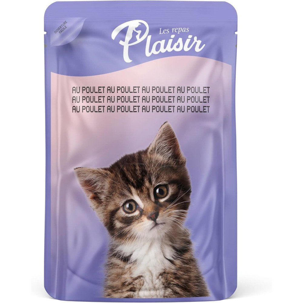 Wet Food Plaisir Kitten Cats Chunks, with Chicken in Gravy, 4 x 100g - 2