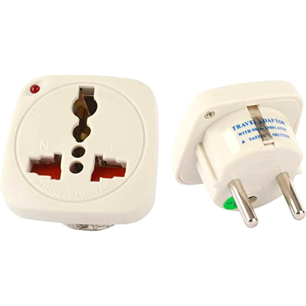 Terminator / Adapter, Multi traveler with shutter and indicator, EU to universal, White - 1