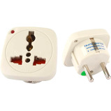 Terminator / Adapter, Multi traveler with shutter and indicator, EU to universal, White - 1 miniature