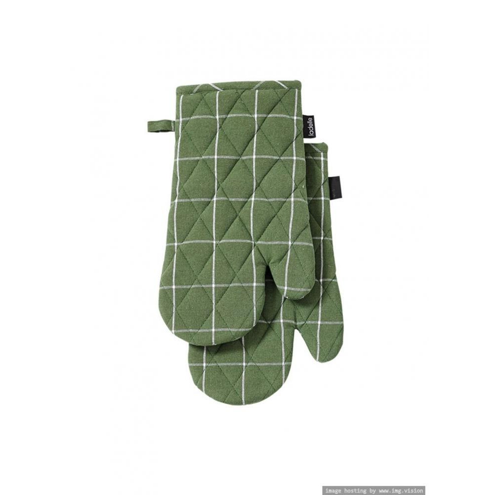 Ladelle Eco Check Green Oven Mitt Set of 2 - 1