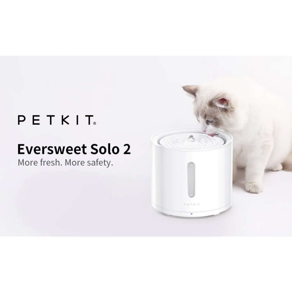 PETKIT EVERSWEET Solo 2 Water Fountain with Wireless Pump, Ultra Quiet 70oz, 2L Capacity Water Fountain for Cats, Kittens, Dogs and Puppies, 3 Working - 2