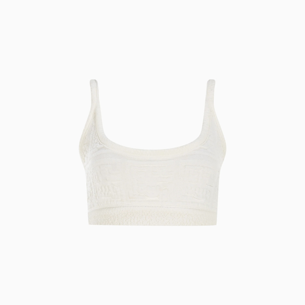 KNTLGY Tennis Look White Knitted Crop Tank Top, L - 3