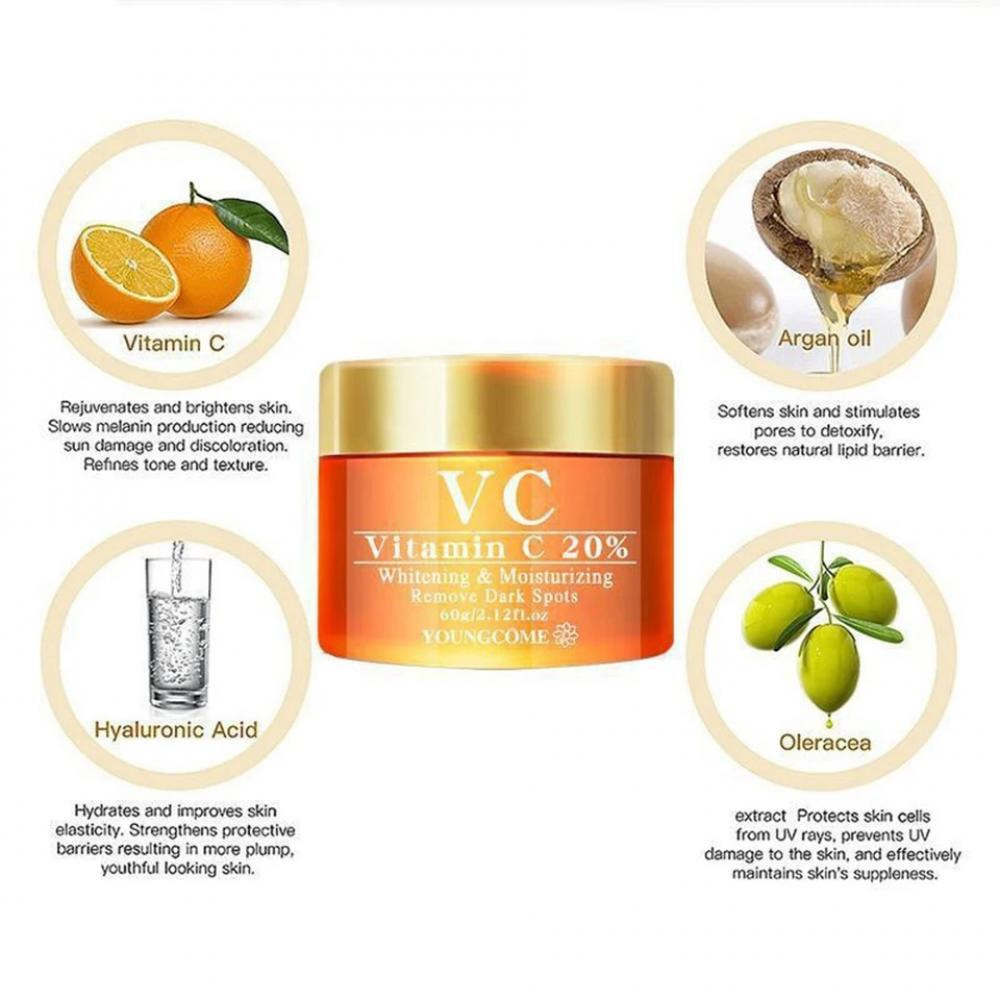 Vitamin C with Hyaluronic Acid Whitening and Moisturizing Face Cream for Dark Spots, Acne Marks and Brighten Skin Tone - 60 g - 4
