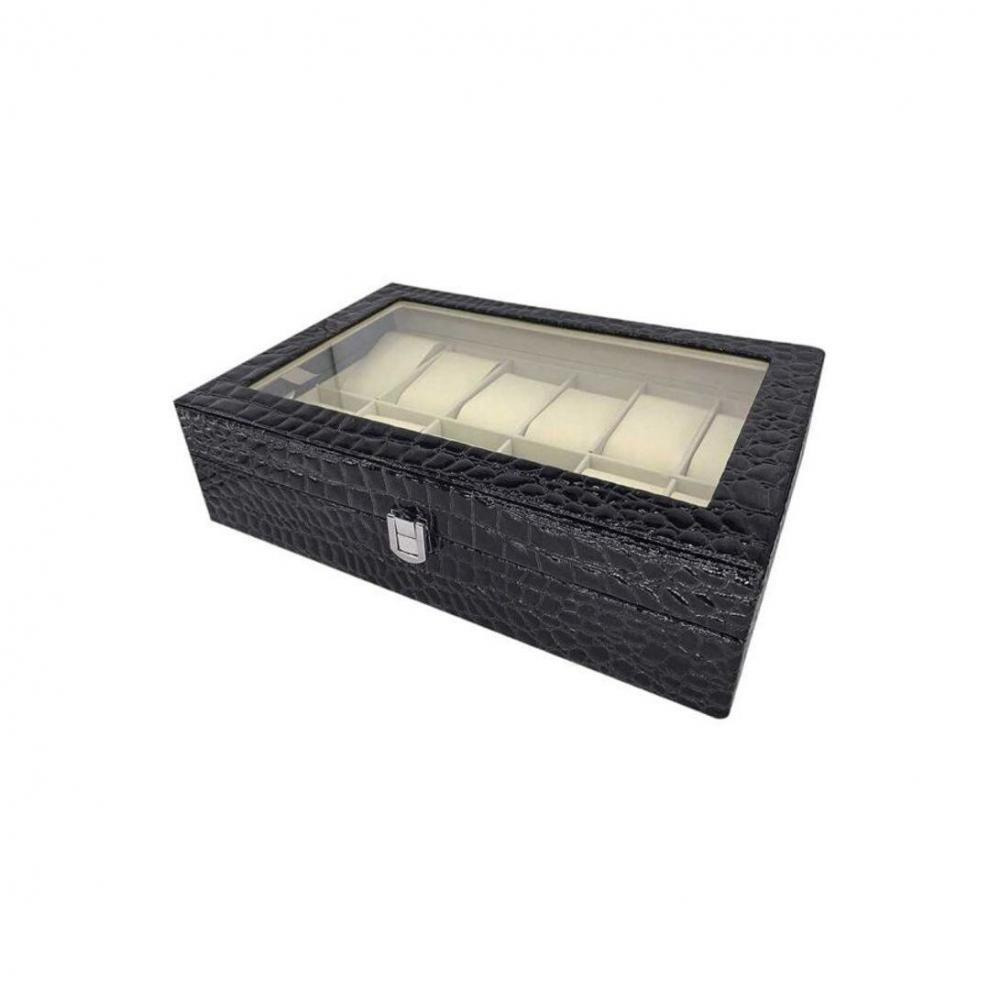 12-Compartment Watch Organizer Box, Brown - 1
