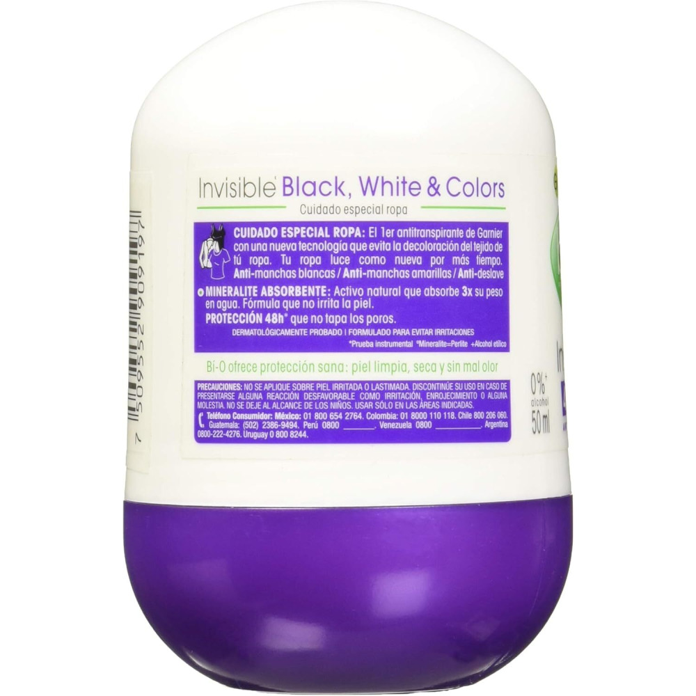 Antiperspirant Deodorant Garnier Bi-O Roll-On Invisible Black for Women, 50 ml - 2