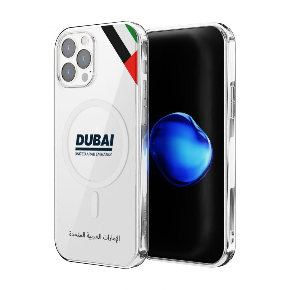 كفر آيفون 12 برو ماكس، متوافق مع ماج سيف، حماية عسكرية، مقاوم للاصفرار، (6.7 بوصة)، شعار دبي - 1