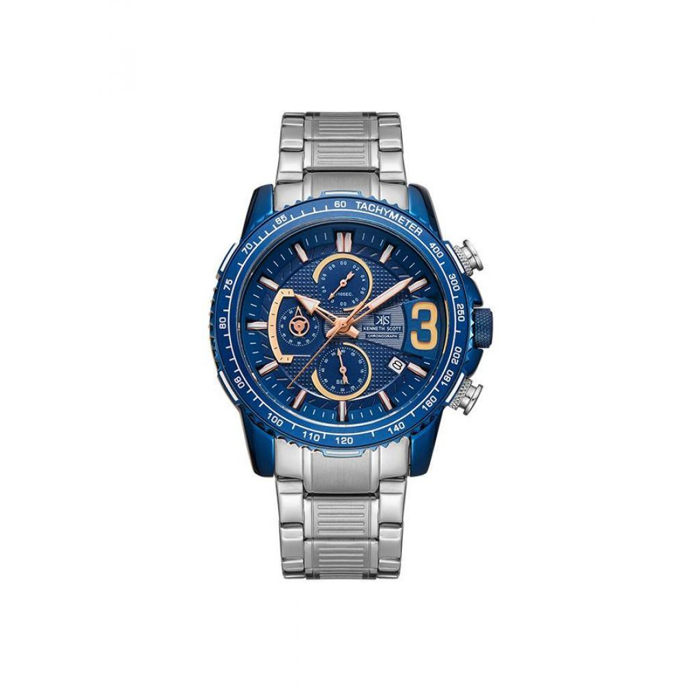 Kenneth Scott Men's Chronograph D.Blue Dial Watch - K22139-SBSN - 1
