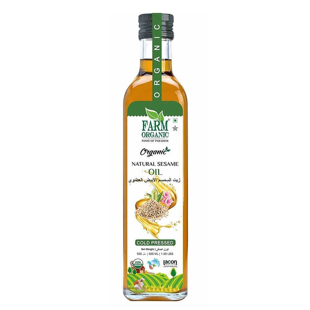 Farm Organic Gluten Free White Sesame Oil - 500ml ( Cold Pressed ) - 1