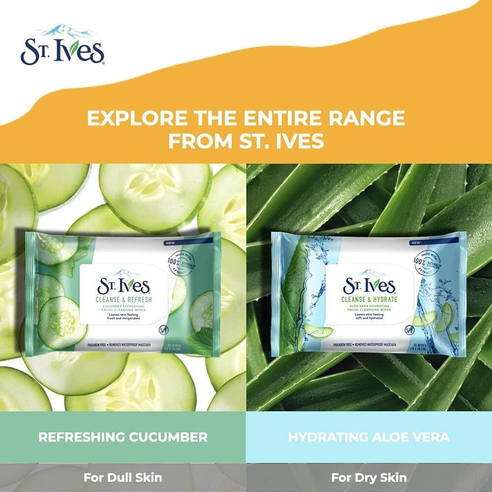 St. Ives, Cucumber Refreshing Facial Cleansing Wipes, 25 Wipes - 4