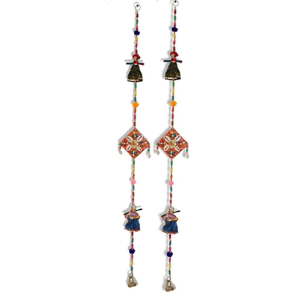 JH Gallery Handmade Recycled Material Rajasthani Dolls Door Hangings, Wall Hanging, Home Décor, Home Furnishing, Diwali Gift, 38 Inche - 1
