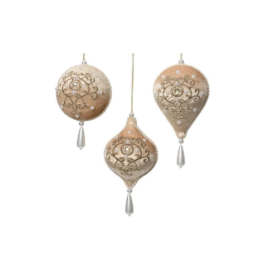 زخرفة Kaemingk Decoris بلمسة نهائية من البلاستيك المخملي مع زخرفة ذهبية وخرز وأحجار كريمة متنوعة 1 قطعة - 1