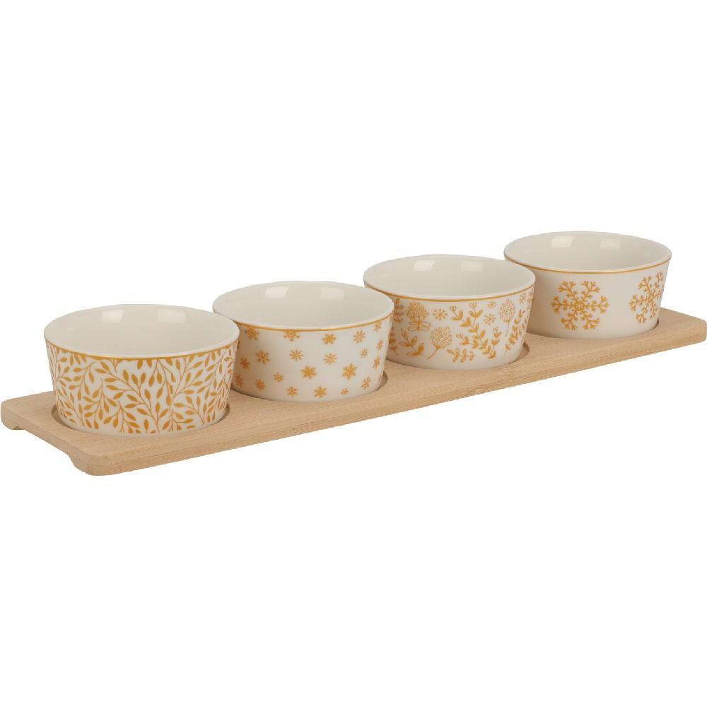Koopman Xmas Serving Bowls with Bamboo Set Gold - 1