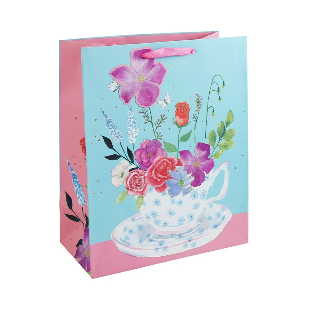 كيس هدايا فنجان شاي زهور من يوروراب كبير - 1