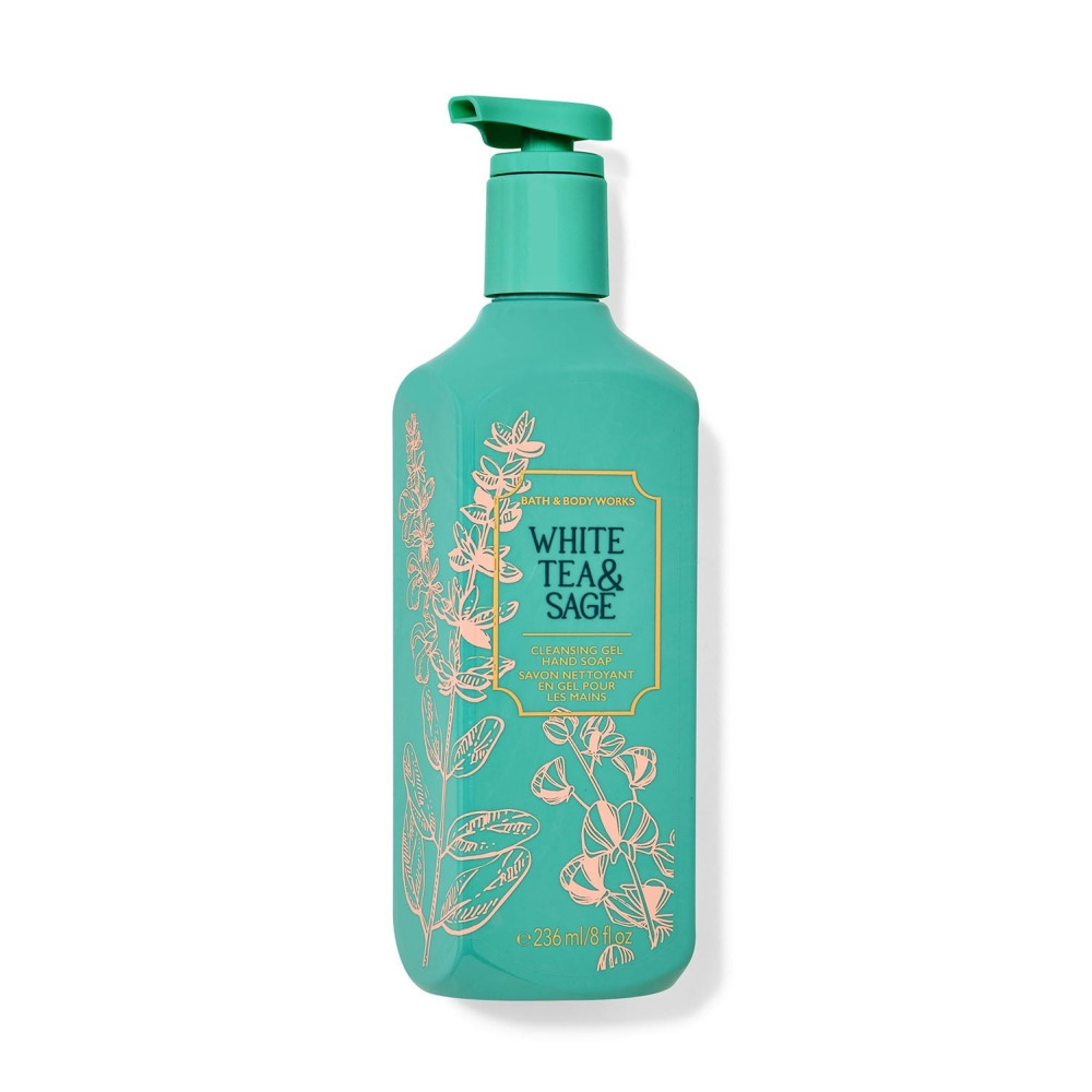 Bath & Body Works White Tea & Sage Cleansing Gel Hand Soap 236ml - Refreshing & Gentle Hand Wash - 1