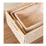 Homesmiths Whitewashed Rattan Storage Bins With Handles Medium - 6 miniature