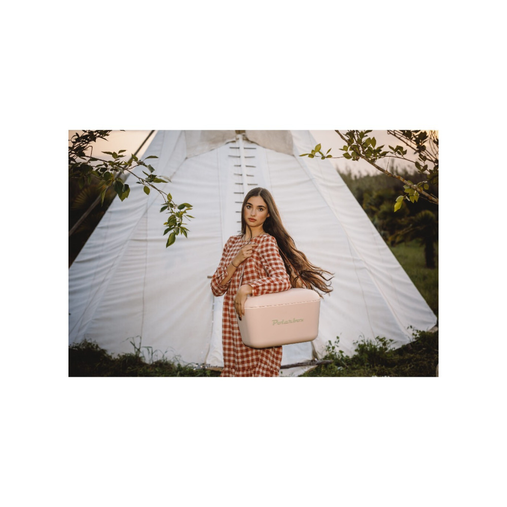 Polarbox Classic Cooler Box with Leather Strap, Nude - Olive Green Rigid Thermal Insulated Ice for Beach, Picnic Party Convertible Lid Polypropylene I - 7