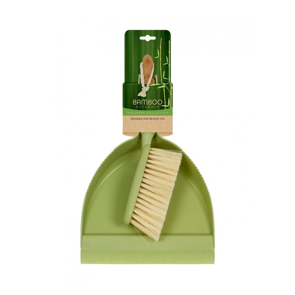 Evriholder Bamboo Naturals Greenery Dustpan and Broom Set - 1