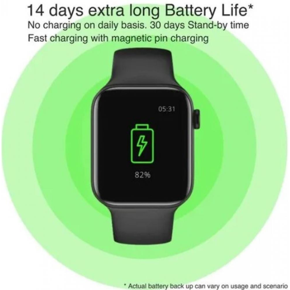 eOnz \/ Smartwatch, Elite black, Display 1.79", Square, Silicone, Compatible with Android and iOS, 30 g - 6