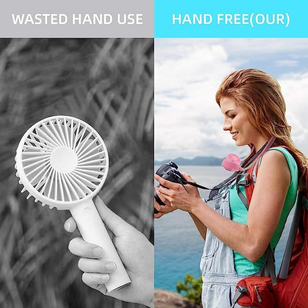 Portable Neck Fan, USB Rechargeable Fan, Hands Free Mini Personal Wearable Necklace Fan can Rotate 360Freely with Dual Wind Head and 3 Level Air Flow  - 4