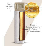 Milton Glassy 1000 Thermosteel 24 Hours Hot and Cold Water Bottle with Drinking Cup Lid, 1 Litre, Grey - 3 miniature
