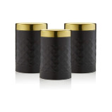 Swan SWKA17523BLKN Gatsby Set of 3 Kitchen Canisters, Tea Coffee Sugar, Black, One Size - 1 miniature