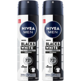 NIVEA MEN Black & White Invisible Deodorant Spray, Original, 72H Active Protection, Stains, Residues & Irritation, 2x150ml - 1 miniature