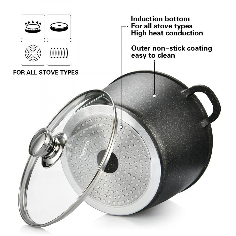 Fissman Stockpot With Glass Lid Emma Series Aluminum With Non-Stick Coating with Induction Bottom 28x20cm/10.3LTR - 3