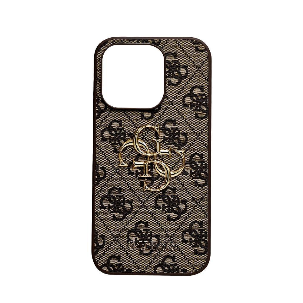 Guess Pu Leather Case With 4g Metal Logo Iphone 15 Pro Brown - 1