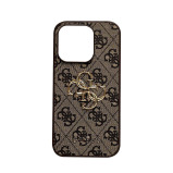 Guess Pu Leather Case With 4g Metal Logo Iphone 15 Pro Brown - 1 miniature