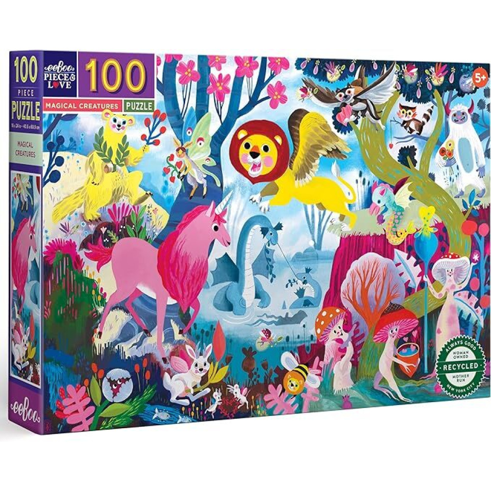 eeBoo Magical Creatures 100 Pieces Puzzle for Education and fun to play for kids.  - 1