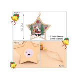 Set of 3 Wooden Star Christmas Tree Hanging Pendants with Lights Santa Claus, Deer, and Snowman Designs for New Years Party and Fireplace Decoration - 3 miniature
