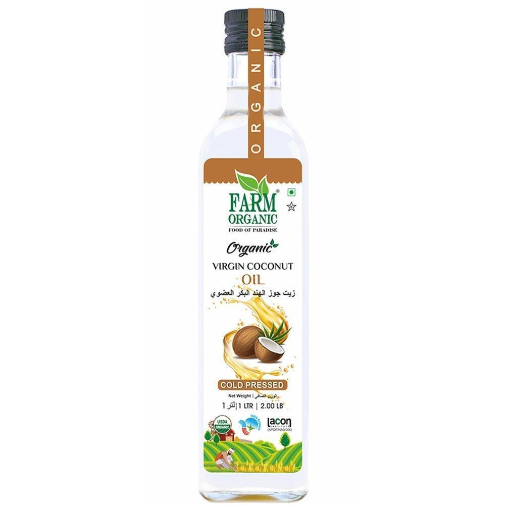 Farm Organic Gluten Free Virgin coconut oil - 1 ltr (Cold Pressed) - 1