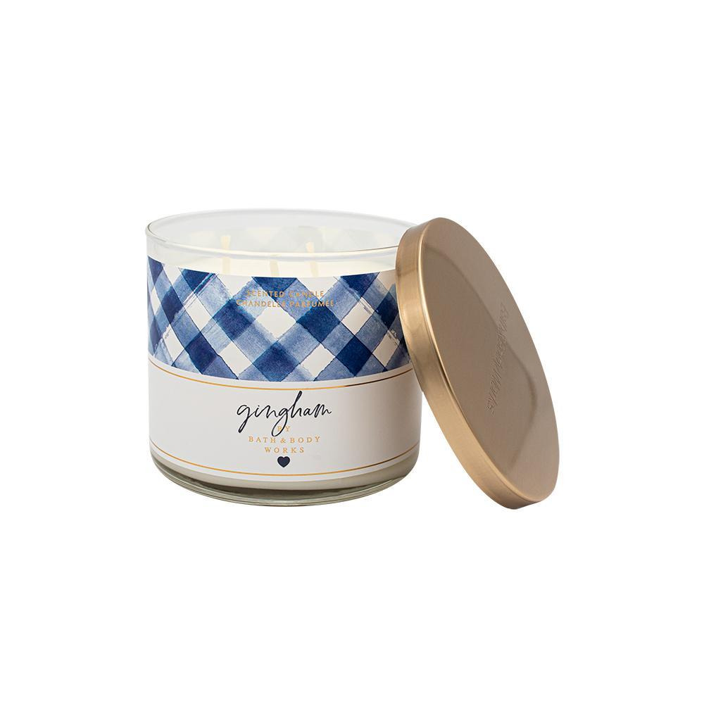 Bath & Body Works / Candles, Gingham, 3-wick, White - 2