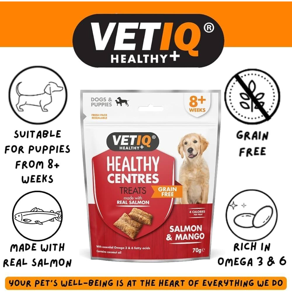 VETIQ، Healthy CENTRES، مكافآت الكلاب بنكهة السلمون والمانجو، 70 جرامًا - 3