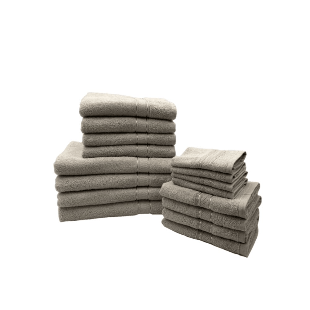 BYFT Daffodil Face Hand Bath Towels 500 Gsm Light Grey Stripe Diamond Dobby 100% Cotton Set of 16 - 2