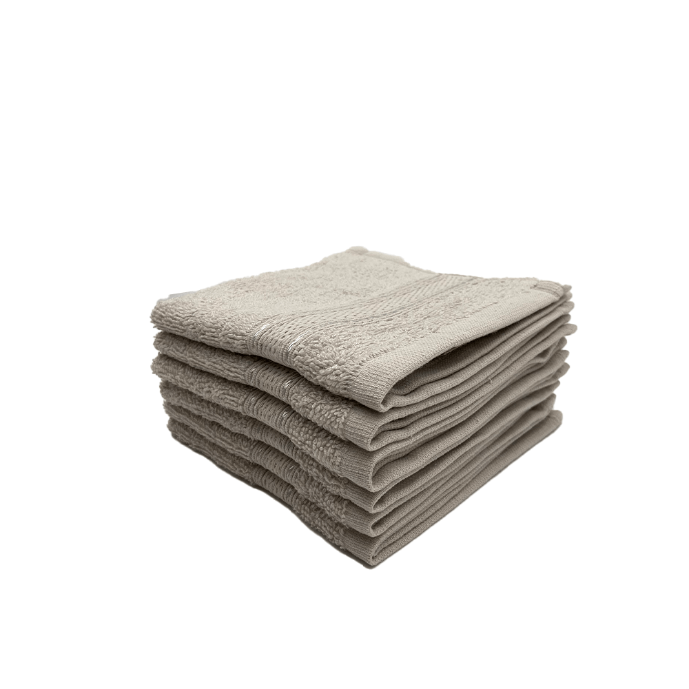 Face Towel BYFT Daffodil Stripe Diamond Dobby, Cotton 500 Gsm, 30 x 30 Cm, Light Grey, Set of 6 - 2