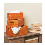 Homesmiths Copper Rattan Storage Bins With Handles Small - 3 miniature