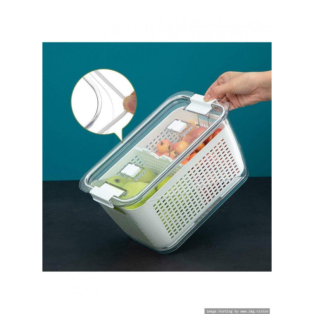 حاوية تخزين ثلاجة متوسطة الحجم من هومسميث مع سلة فواكه ذات طبقة مزدوجة - 2