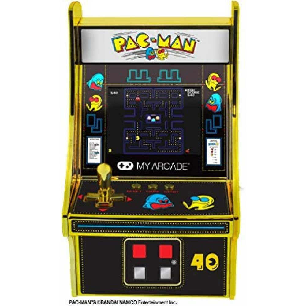 My Arcade Pac-Man 40th Anniversary Micro Player, Fully Playable, 6.75 Inch Collectible, Full Color, Gold Plated, Battery or Micro USB Powered (DGUNL-3 - 3