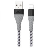 Miccell / Charging cable, 2.4 A TPE USB to Lightning, 1.2 m, Grey, VQ-D114-IP - 1 miniature