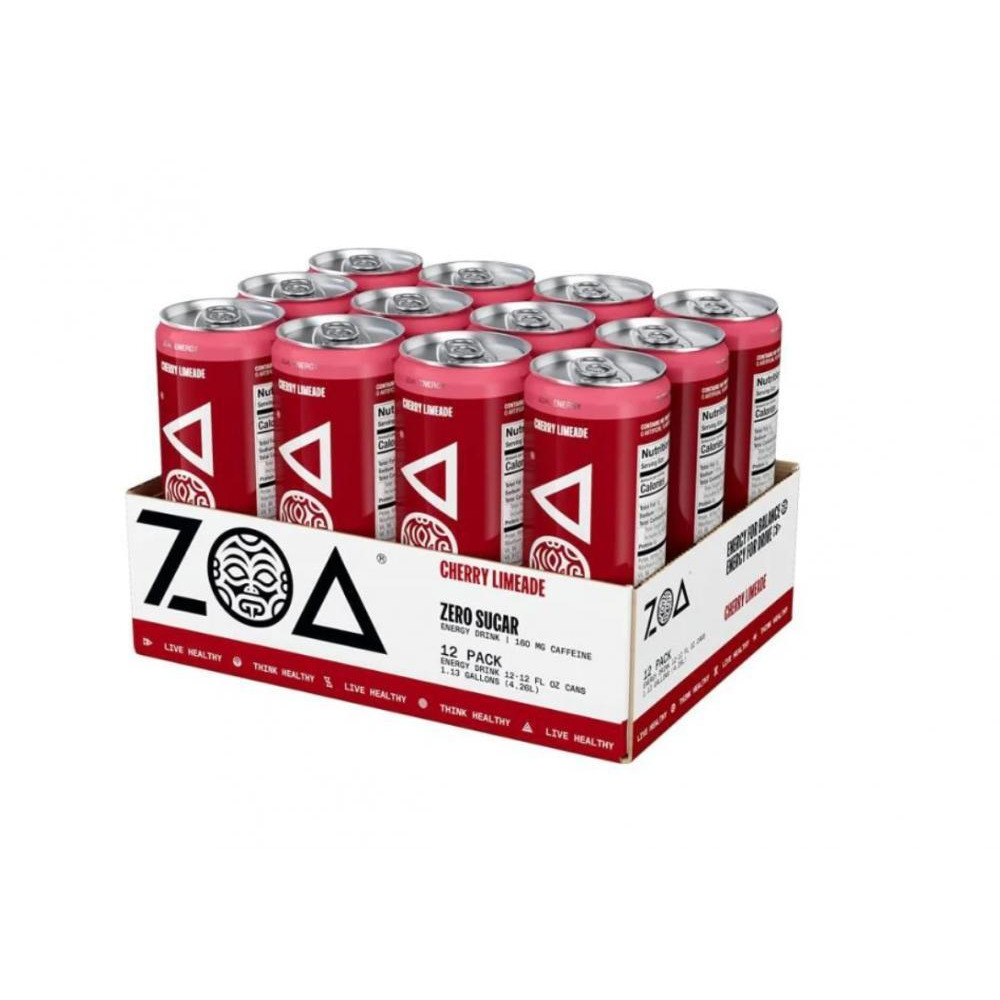 ZOA Zero Sugar Energy Drinks - Healthy Energy Formula with Vitamins, Electrolytes, Antioxidants, 160mg of Natural Caffeine - Cherry Limeade, 12 Ounce - 1