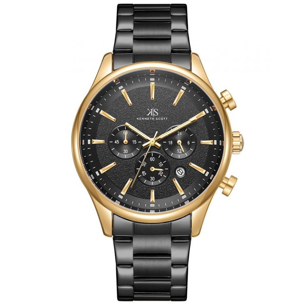Kenneth Scott Men's Black Dial Chronograph Watch - K22105-GBBB - 1