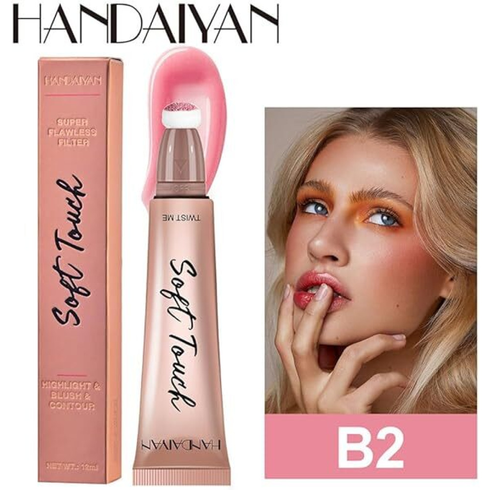 عصا تجميل متعددة الوظائف، أحمر الخدود السائل، كريمي ناعم، أحمر الخدود البرونزي مع وسادة ناعمة، أداة توزيع مكياج طبيعية قابلة للمزج مقاومة للماء B2 - 2