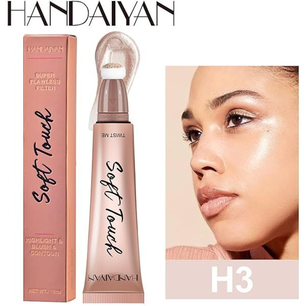 أحمر الخدود السائل موس للخدود، كريم الوجه، عصا أحمر الخدود مع لوحة إسفنجية، برونزر، شكل هايلايتر، مرطب ومسامي، لمسة نهائية غير لامعة H3 - 2