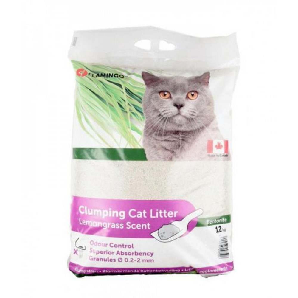 Flamingo Cat Litter Bentonite - Lemongrass - 12 kg - 1