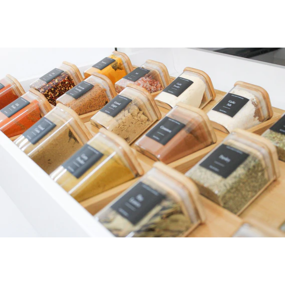 Honey Bee 200ML Multipurpose Airtight Square Glass with Bamboo Lid For Kitchen & Pantry - 6